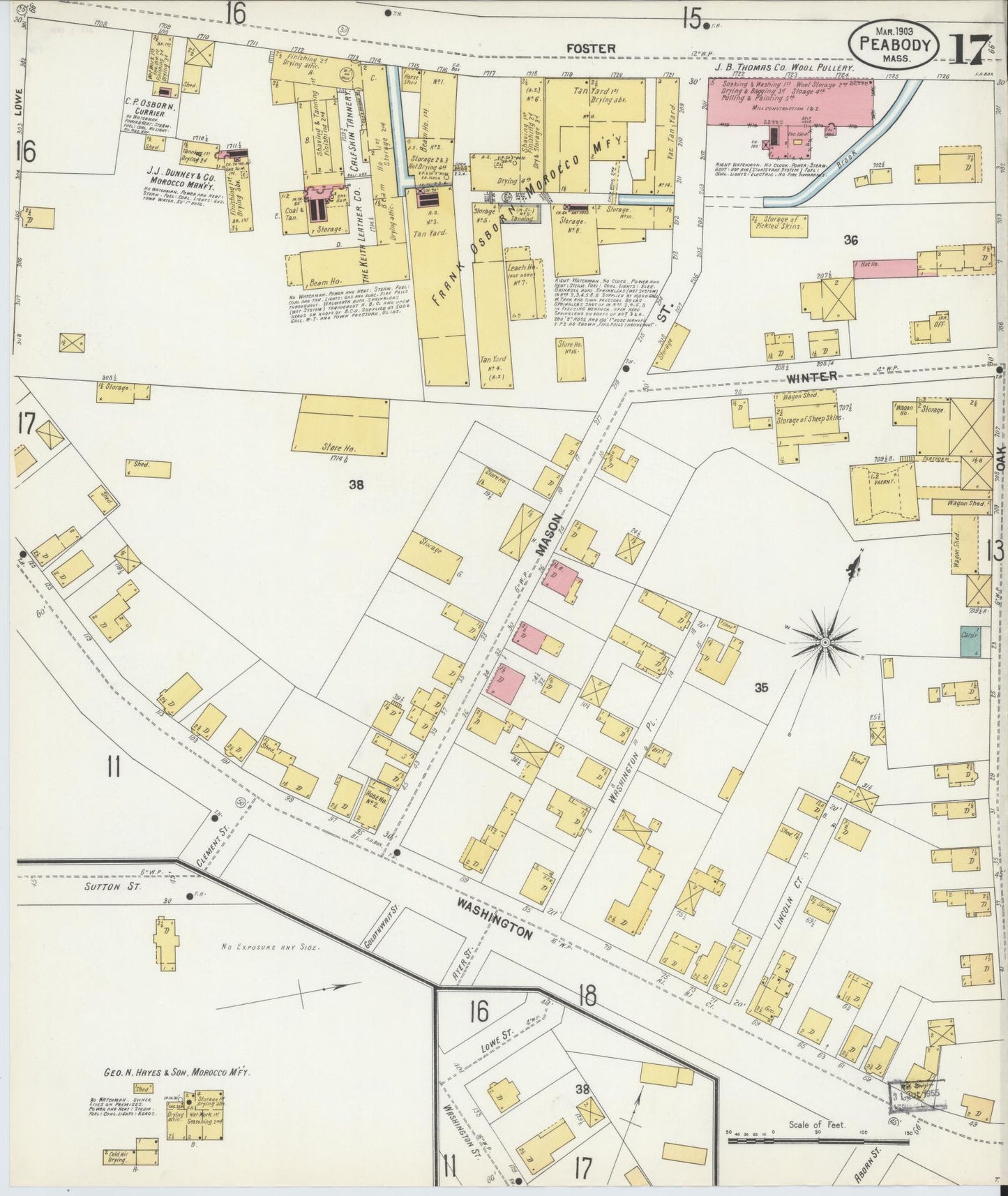 Sanborn Fire Insurance Map from Peabody, Essex County, Massachusetts (1903), Sheet #0017 - Complete Map Set gallery image, historic Sanborn map, vintage wall art, Massachusetts Massachusetts