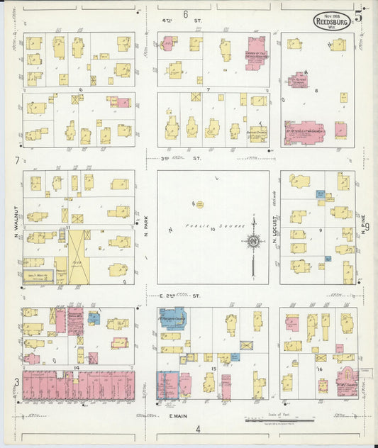 Sanborn Fire Insurance Map from Reedsburg, Sauk County, Wisconsin (1918), Sheet #0005 - Historic Sanborn Fire Insurance Map Print, vintage old map wall art, antique decor, genealogy gift, Wisconsin Wisconsin map