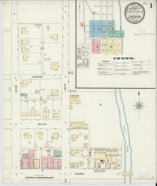 Sanborn Fire Insurance Map from Lewisburg, Marshall County, Tennessee (1897), Sheet #0001 - Complete Map Set gallery image, historic Sanborn map, vintage wall art, Tennessee Tennessee