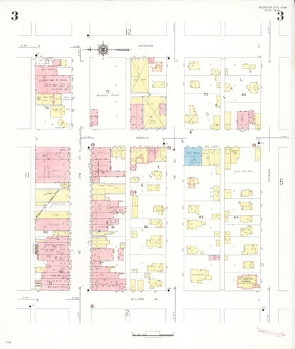 Sanborn Fire Insurance Map from Webster City, Hamilton County, Iowa (1938), Sheet #0003 - Historic Sanborn Fire Insurance Map Print, vintage old map wall art