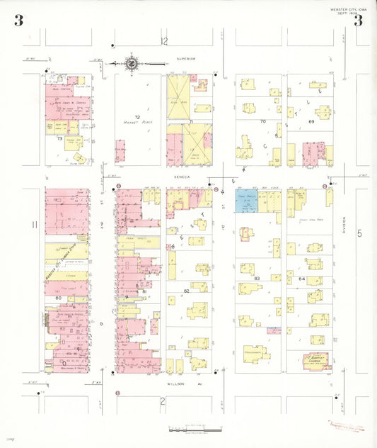 Sanborn Fire Insurance Map from Webster City, Hamilton County, Iowa (1938), Sheet #0003 - Historic Sanborn Fire Insurance Map Print, vintage old map wall art