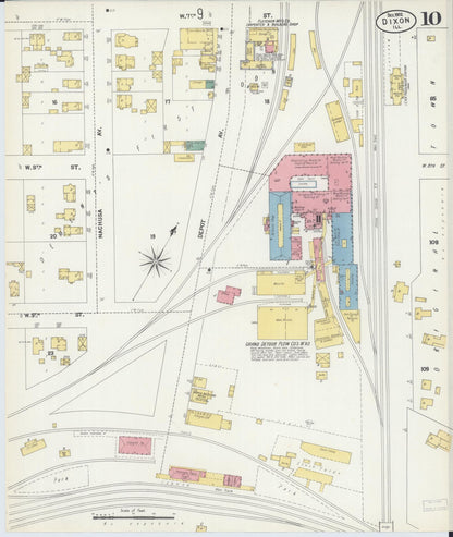Sanborn Fire Insurance Map from Dixon, Lee County, Illinois (1902), Sheet #0010 - Complete Map Set gallery image, historic Sanborn map, vintage wall art, Illinois Illinois