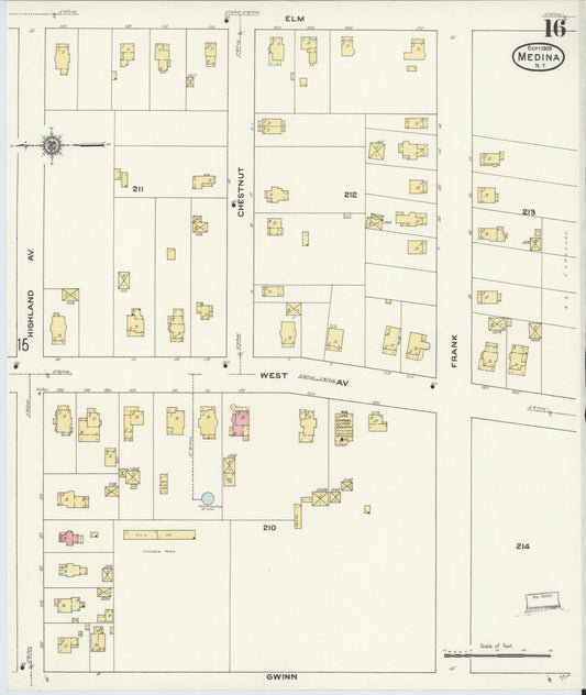 Sanborn Fire Insurance Map from Medina, Orleans County, New York (1909), Sheet #0016 - Historic Sanborn Fire Insurance Map Print, vintage old map wall art, antique decor, genealogy gift, New York New York map