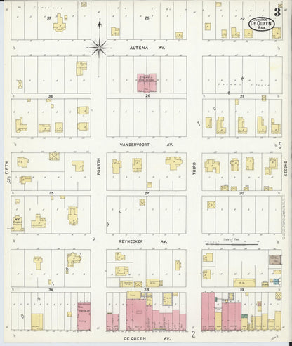 Sanborn Fire Insurance Map from De Queen, Sevier County, Arkansas (1908), Sheet #0003 - Complete Map Set gallery image, historic Sanborn map, vintage wall art, Arkansas Arkansas