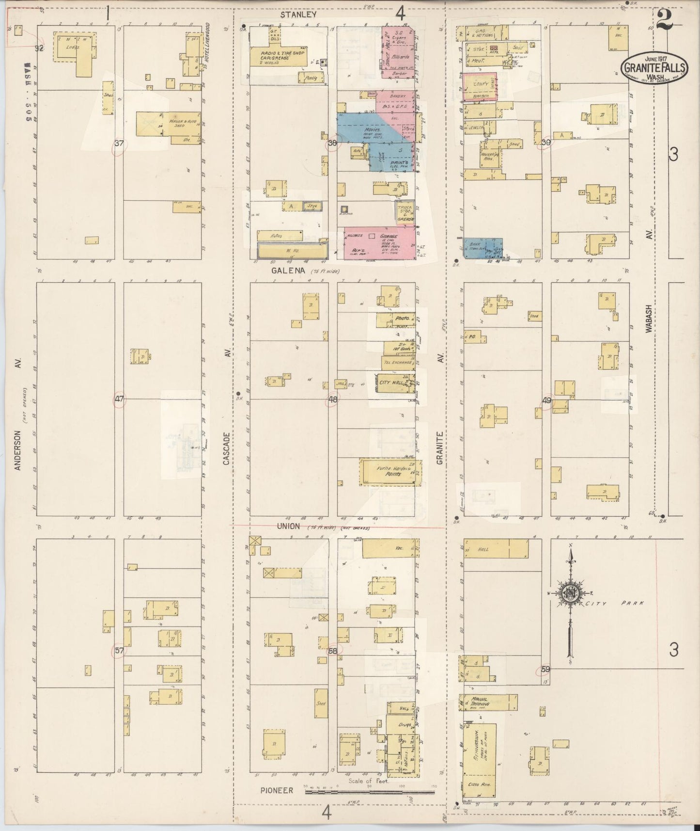 Sanborn Fire Insurance Map from Granite Falls, Snohomish County, Washington (1929), Sheet #0002 - Complete Map Set gallery image, historic Sanborn map, vintage wall art, Washington Washington