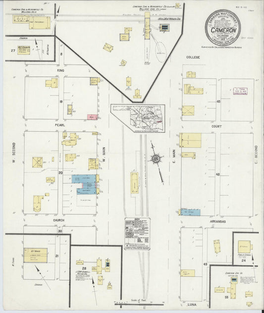 Sanborn Fire Insurance Map from Cameron, Le Flore County, Oklahoma (1913), Sheet #0001 - Historic Sanborn Fire Insurance Map Print, vintage old map wall art, antique decor, genealogy gift, Oklahoma Oklahoma map