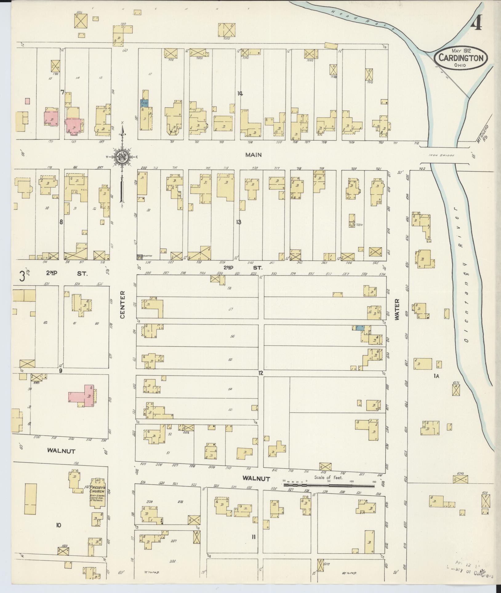 Sanborn Fire Insurance Map from Cardington, Morrow County, Ohio (1912), Sheet #0004 - Complete Map Set gallery image, historic Sanborn map, vintage wall art, Ohio Ohio