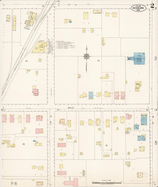 Sanborn Fire Insurance Map from Rexburg, Madison County, Idaho (1918), Sheet #0002 - Historic Sanborn Fire Insurance Map Print, vintage old map wall art, antique decor, genealogy gift, Idaho Idaho map