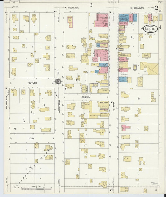 Sanborn Fire Insurance Map from Leslie, Ingham County, Michigan (1913), Sheet #0002 - Historic Sanborn Fire Insurance Map Print, vintage old map wall art, antique decor, genealogy gift, Michigan Michigan map