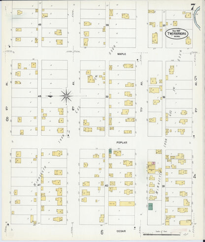 Sanborn Fire Insurance Map from Two Harbors, Lake County, Minnesota (1907), Sheet #0007 - Historic Sanborn Fire Insurance Map Print, vintage old map wall art, antique decor, genealogy gift, Minnesota Minnesota map