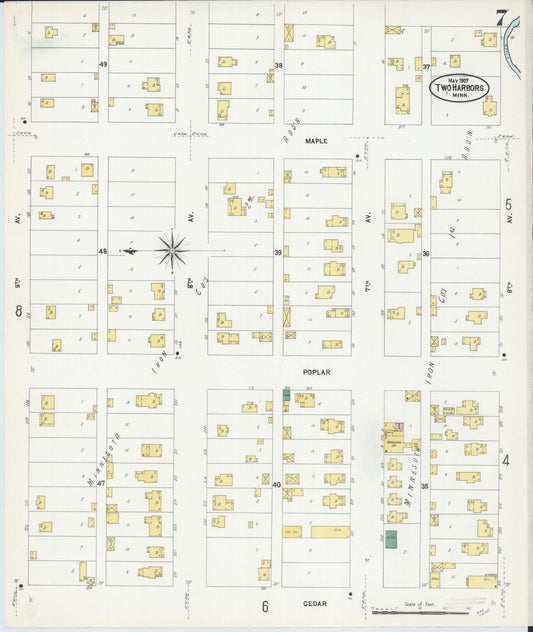 Sanborn Fire Insurance Map from Two Harbors, Lake County, Minnesota (1907), Sheet #0007 - Historic Sanborn Fire Insurance Map Print, vintage old map wall art, antique decor, genealogy gift, Minnesota Minnesota map