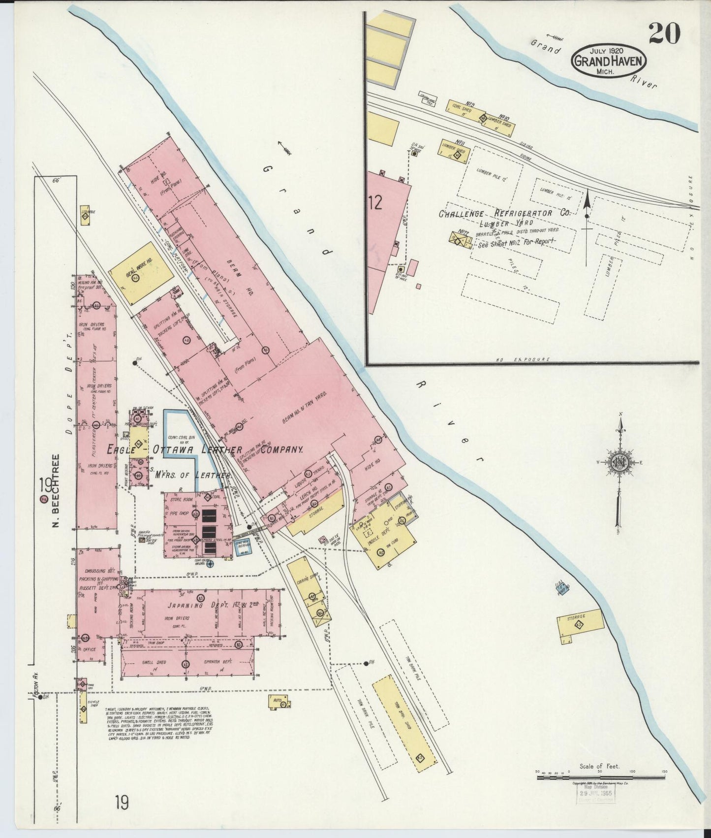 Sanborn Fire Insurance Map from Grand Haven, Ottawa County, Michigan (1920), Sheet #0020 - Complete Map Set gallery image, historic Sanborn map, vintage wall art, Michigan Michigan