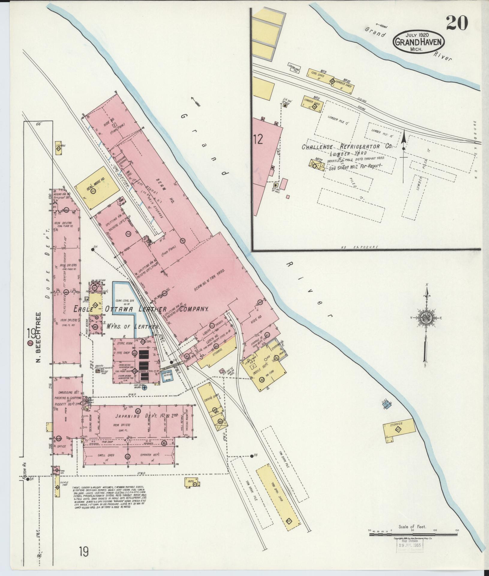Sanborn Fire Insurance Map from Grand Haven, Ottawa County, Michigan (1920), Sheet #0020 - Complete Map Set gallery image, historic Sanborn map, vintage wall art, Michigan Michigan