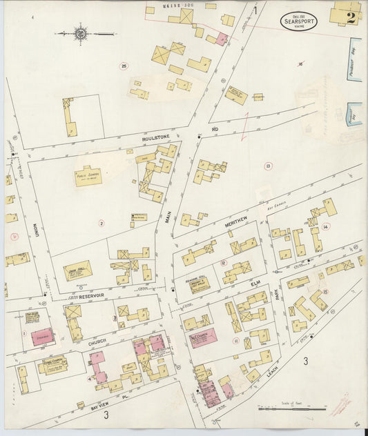 Sanborn Fire Insurance Map from Searsport, Waldo County, Maine (1933), Sheet #0002 - Historic Sanborn Fire Insurance Map Print, vintage old map wall art, antique decor, genealogy gift, Maine Maine map