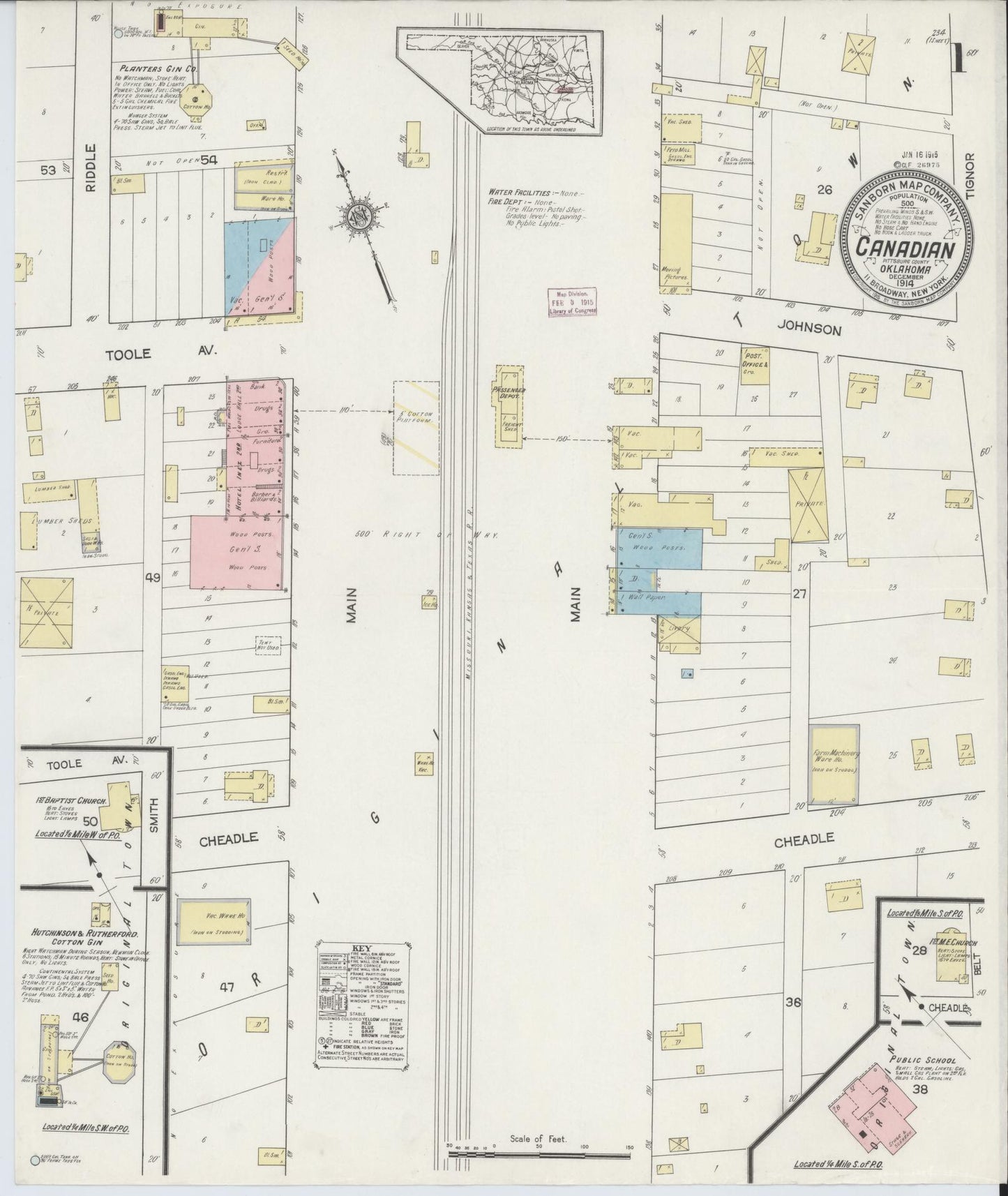 Sanborn Fire Insurance Map from Canadian, Pittsburg County, Oklahoma (1914), Sheet #0001 - Historic Sanborn Fire Insurance Map Print, vintage old map wall art, antique decor, genealogy gift, Oklahoma Oklahoma map