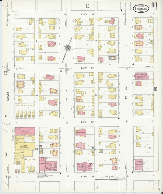 Sanborn Fire Insurance Map from Sterling, Whiteside County, Illinois (1910), Sheet #0011 - Historic Sanborn Fire Insurance Map Print, vintage old map wall art, antique decor, genealogy gift, Illinois Illinois map