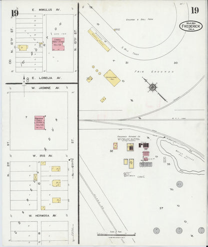 Sanborn Fire Insurance Map from Frederick, Tillman County, Oklahoma (1924), Sheet #0019 - Complete Map Set gallery image, historic Sanborn map, vintage wall art, Oklahoma Oklahoma