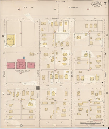 Sanborn Fire Insurance Map from Whitefish, Flathead County, Montana (1932), Sheet #0007 - Complete Map Set gallery image, historic Sanborn map, vintage wall art, Montana Montana
