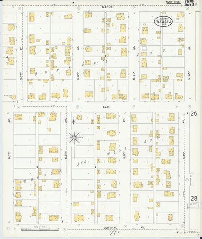 Sanborn Fire Insurance Map from Wausau, Marathon County, Wisconsin (1904), Sheet #0025 - Complete Map Set gallery image, historic Sanborn map, vintage wall art, Wisconsin Wisconsin