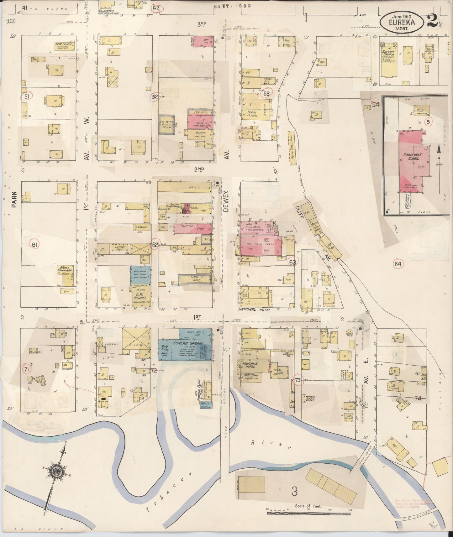 Sanborn Fire Insurance Map from Eureka, Lincoln County, Montana (1932), Sheet #0002 - Complete Map Set gallery image, historic Sanborn map, vintage wall art, Montana Montana