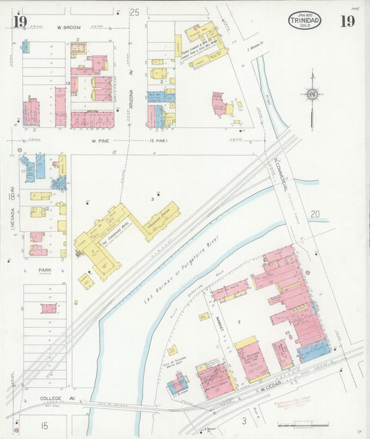 Sanborn Fire Insurance Map from Trinidad, Las Animas County, Colorado (1930), Sheet #0019 - Historic Sanborn Fire Insurance Map Print, vintage old map wall art, antique decor, genealogy gift, Colorado Colorado map