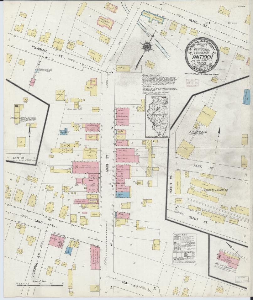 Sanborn Fire Insurance Map from Antioch, Lake County, Illinois. (1915) – Map View
