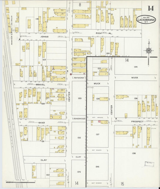Sanborn Fire Insurance Map from Lackawanna, Erie County, New York (1915), Sheet #0014 - Historic Sanborn Fire Insurance Map Print, vintage old map wall art, antique decor, genealogy gift, New York New York map