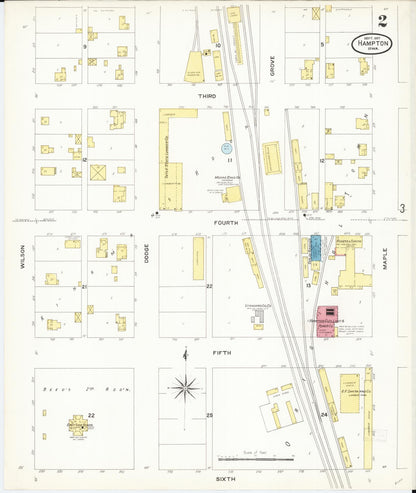 Sanborn Fire Insurance Map from Hampton, Franklin County, Iowa (1907), Sheet #0002 - Historic Sanborn Fire Insurance Map Print