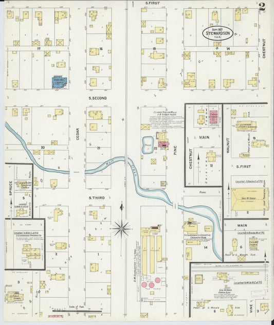 Sanborn Fire Insurance Map from Stewardson, Shelby County, Illinois (1907), Sheet #0002 - Historic Sanborn Fire Insurance Map Print, vintage old map wall art, antique decor, genealogy gift, Illinois Illinois map