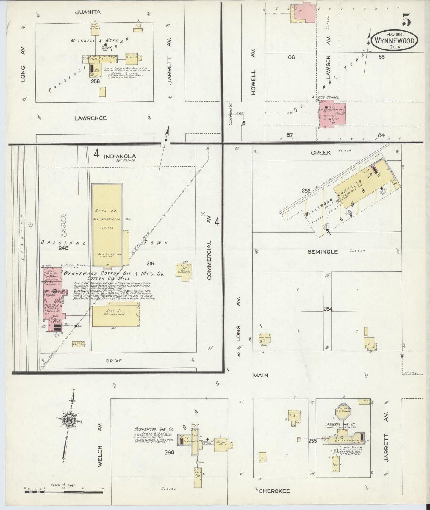 Sanborn Fire Insurance Map from Wynnewood, Garvin County, Oklahoma (1914), Sheet #0005 - Historic Sanborn Fire Insurance Map Print, vintage old map wall art, antique decor, genealogy gift, Oklahoma Oklahoma map