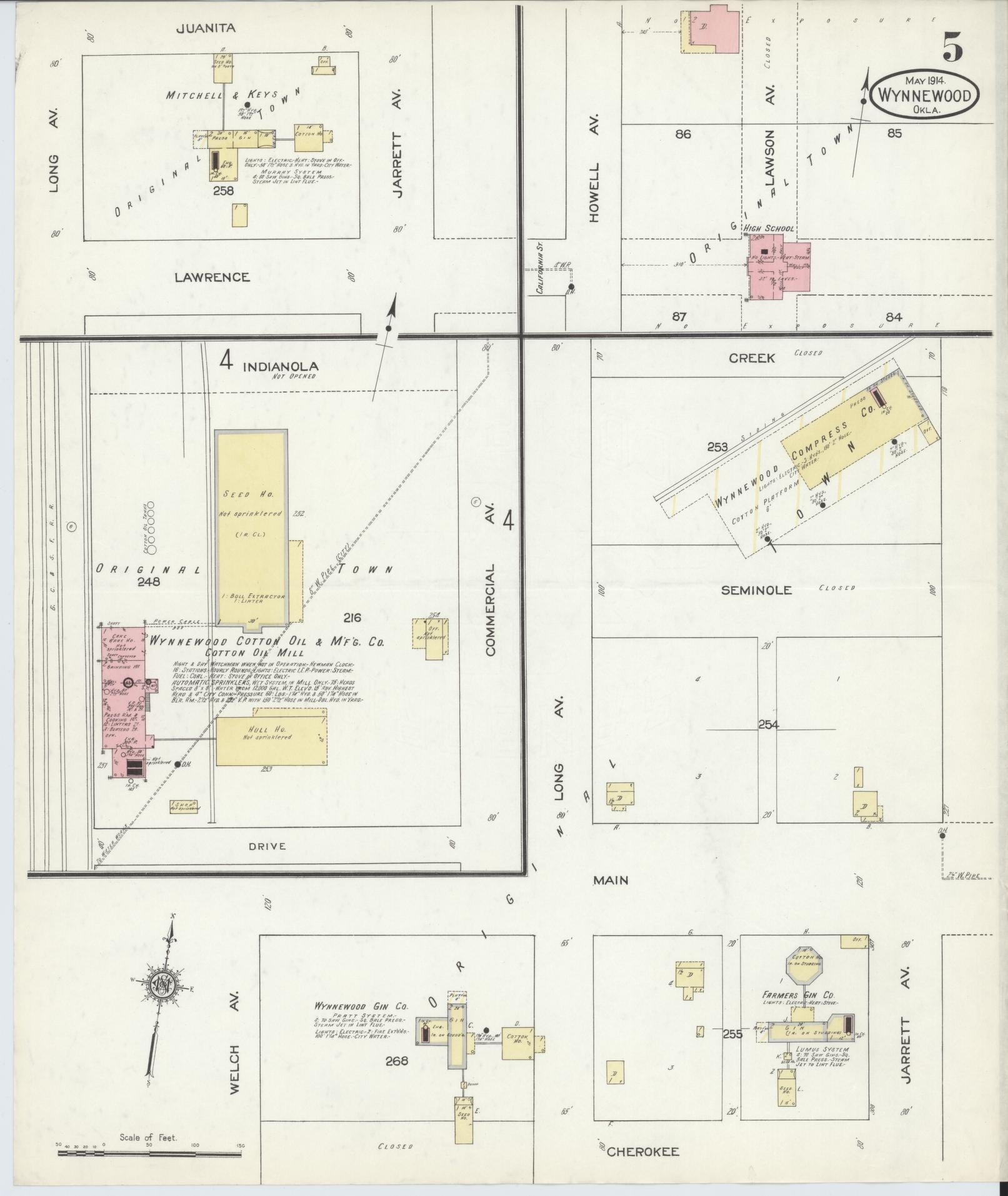 Sanborn Fire Insurance Map from Wynnewood, Garvin County, Oklahoma (1914), Sheet #0005 - Historic Sanborn Fire Insurance Map Print, vintage old map wall art, antique decor, genealogy gift, Oklahoma Oklahoma map