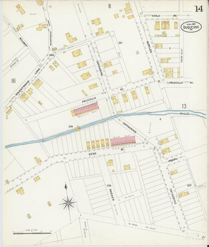 Sanborn Fire Insurance Map from Duquesne, Allegheny County, Pennsylvania (1907), Sheet #0014 - Historic Sanborn Fire Insurance Map Print, vintage old map wall art, antique decor, genealogy gift, Pennsylvania Pennsylvania map