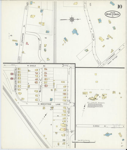 Sanborn Fire Insurance Map from Wayne, Delaware County, Pennsylvania (1914), Sheet #0010 - Complete Map Set gallery image, historic Sanborn map, vintage wall art, Pennsylvania Pennsylvania