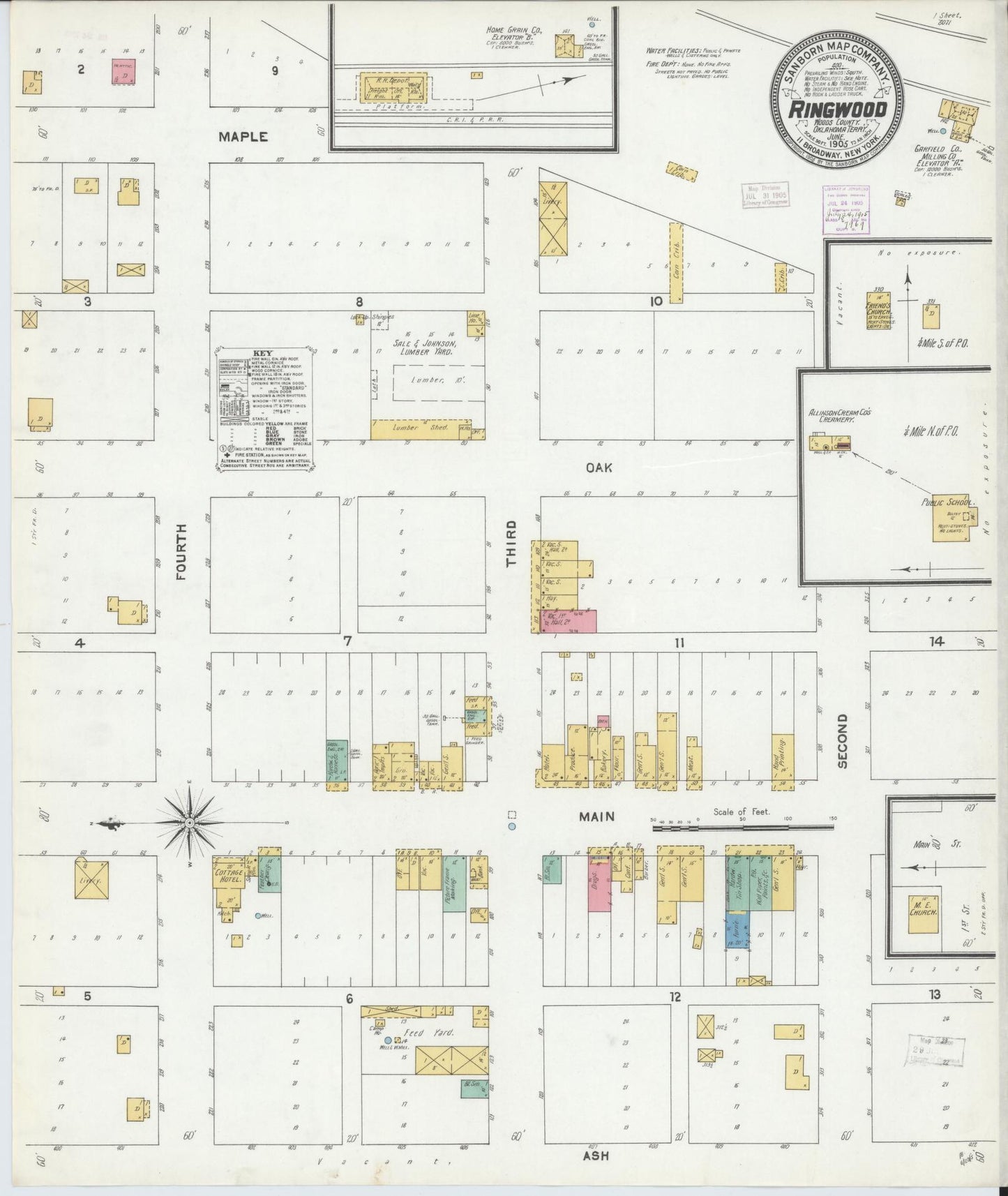 Sanborn Fire Insurance Map from Ringwood, Major County, Oklahoma (1905), Sheet #0001 - Historic Sanborn Fire Insurance Map Print, vintage old map wall art, antique decor, genealogy gift, Oklahoma Oklahoma map