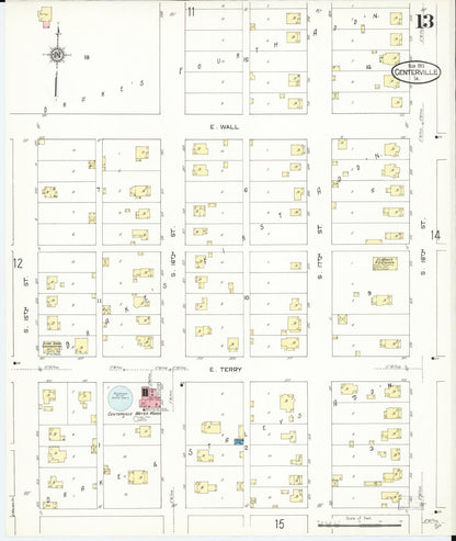 Sanborn Fire Insurance Map from Centerville, Appanoose County, Iowa (1913), Sheet #0013 - Historic Sanborn Fire Insurance Map Print