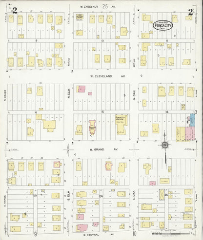 Sanborn Fire Insurance Map from Ponca City, Kay County, Oklahoma (1925), Sheet #0002 - Complete Map Set gallery image, historic Sanborn map, vintage wall art, Oklahoma Oklahoma