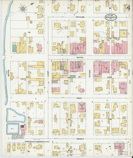 Sanborn Fire Insurance Map from Warren, Huntington County, Indiana (1904), Sheet #0004 - Historic Sanborn Fire Insurance Map Print, vintage old map wall art, antique decor, genealogy gift, Indiana Indiana map