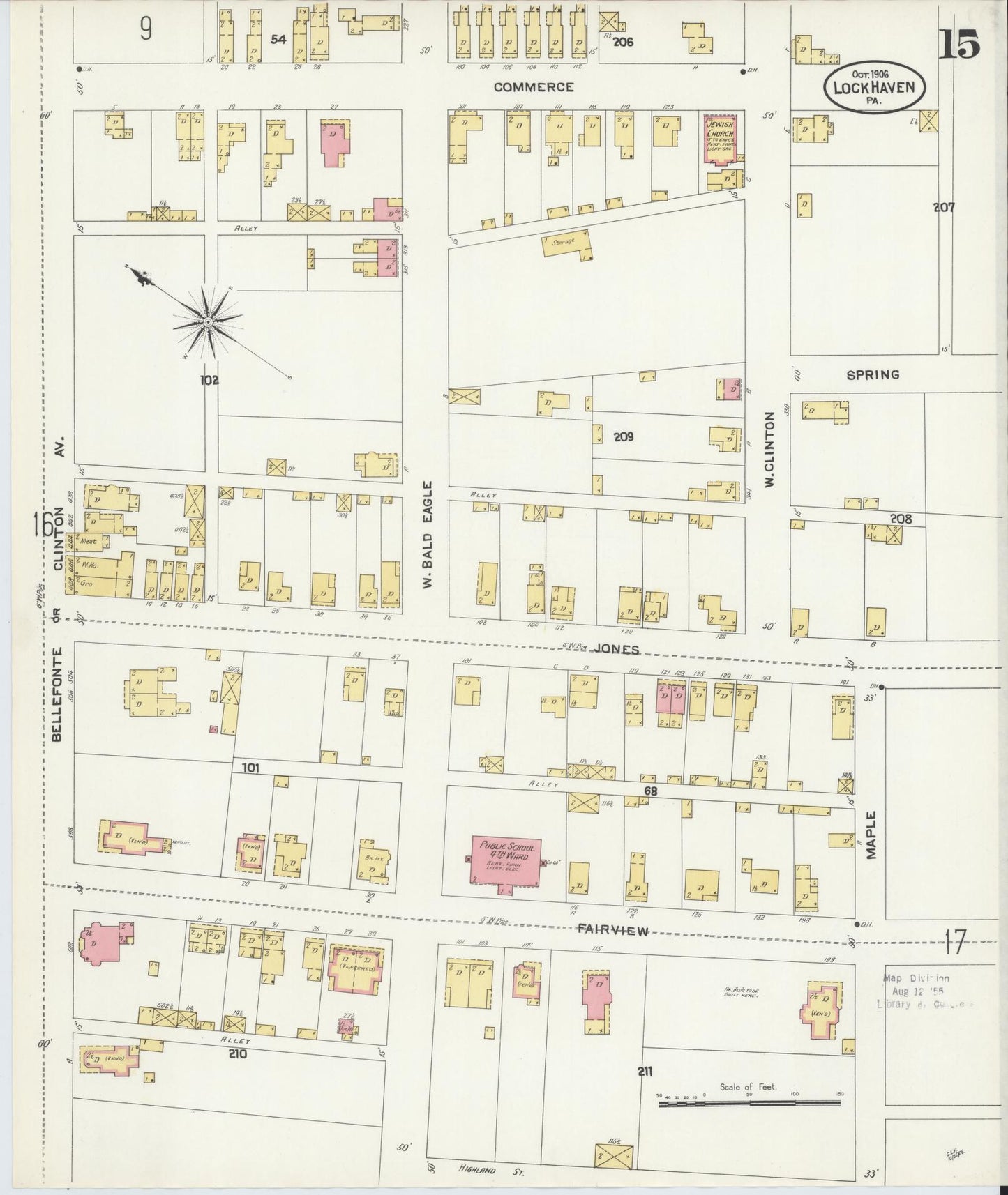 Sanborn Fire Insurance Map from Lock Haven, Clinton County, Pennsylvania (1906), Sheet #0015 - Complete Map Set gallery image, historic Sanborn map, vintage wall art, Pennsylvania Pennsylvania
