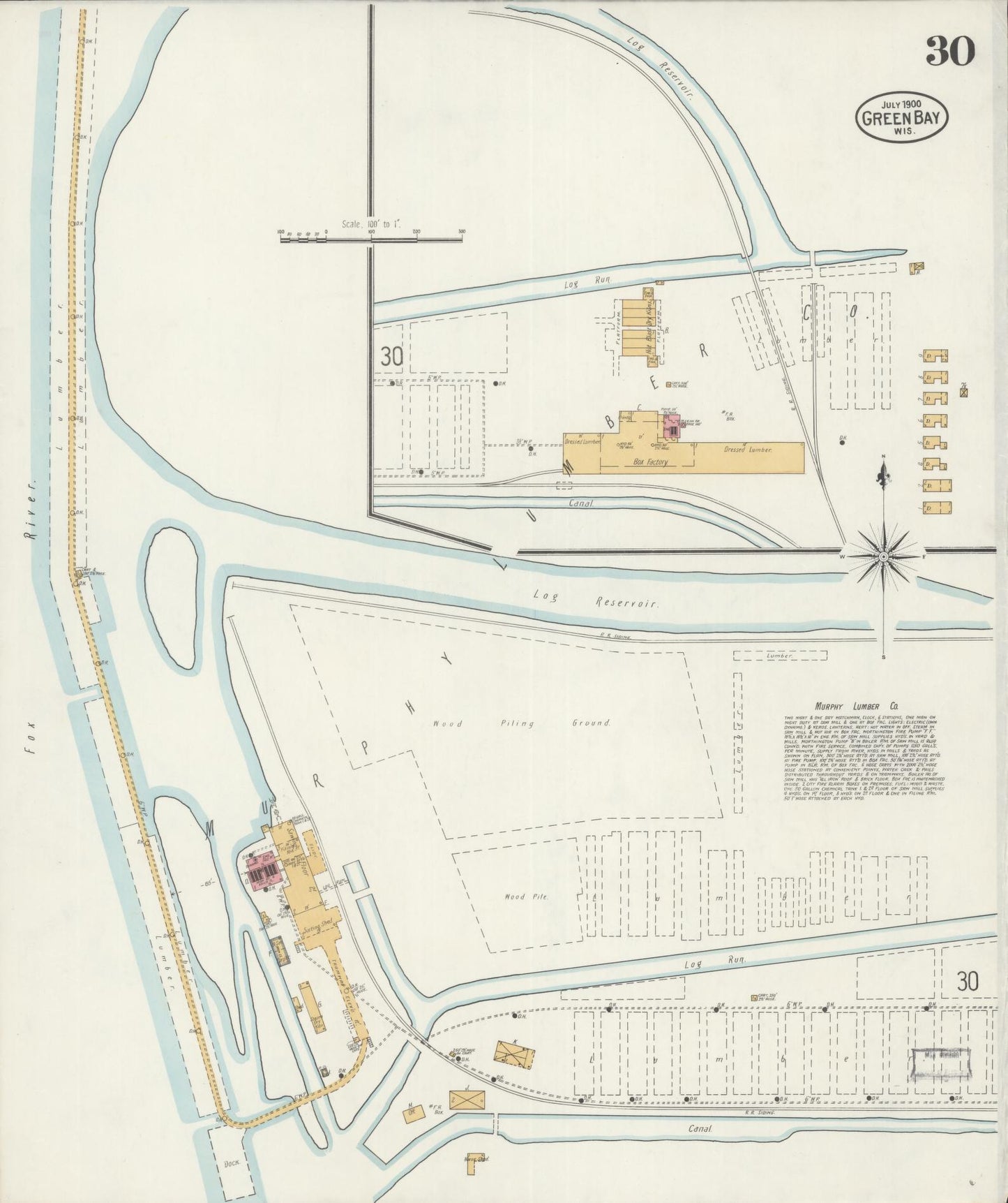 Sanborn Fire Insurance Map from Green Bay, Brown County, Wisconsin (1900), Sheet #0030 - Complete Map Set gallery image, historic Sanborn map, vintage wall art, Wisconsin Wisconsin