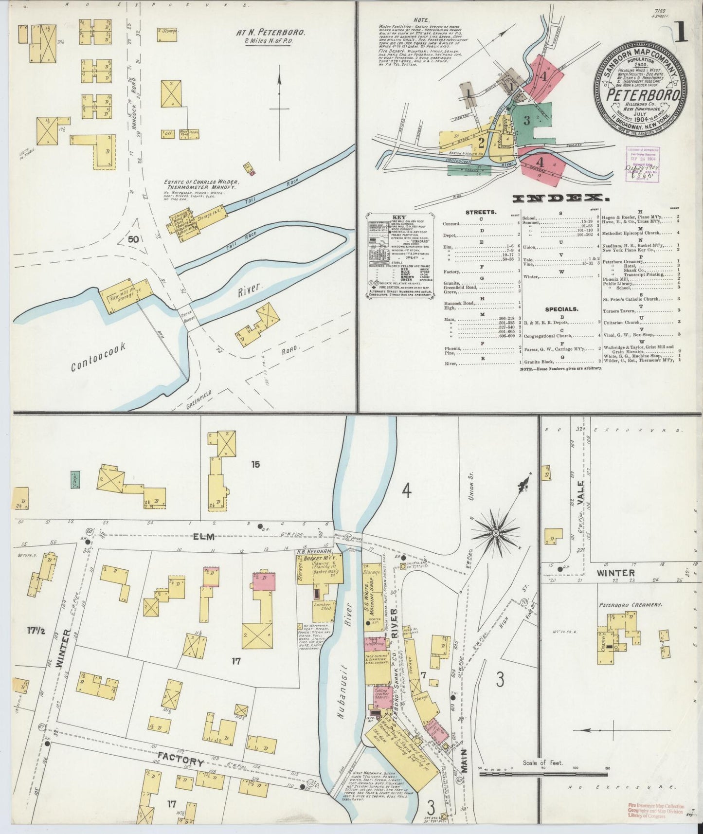 Sanborn Fire Insurance Map from Peterborough, Hillsborough County, New Hampshire. (1904) – Historic Sanborn Fire Insurance Map Print