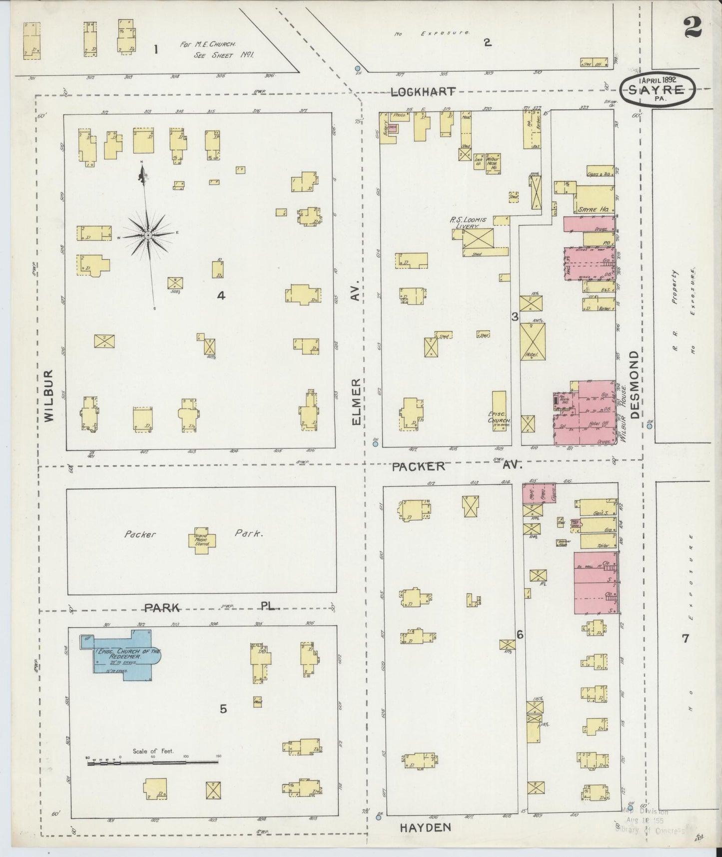 Sanborn Fire Insurance Map from Sayre, Bradford County, Pennsylvania (1892), Sheet #0002 - Complete Map Set gallery image, historic Sanborn map, vintage wall art, Pennsylvania Pennsylvania