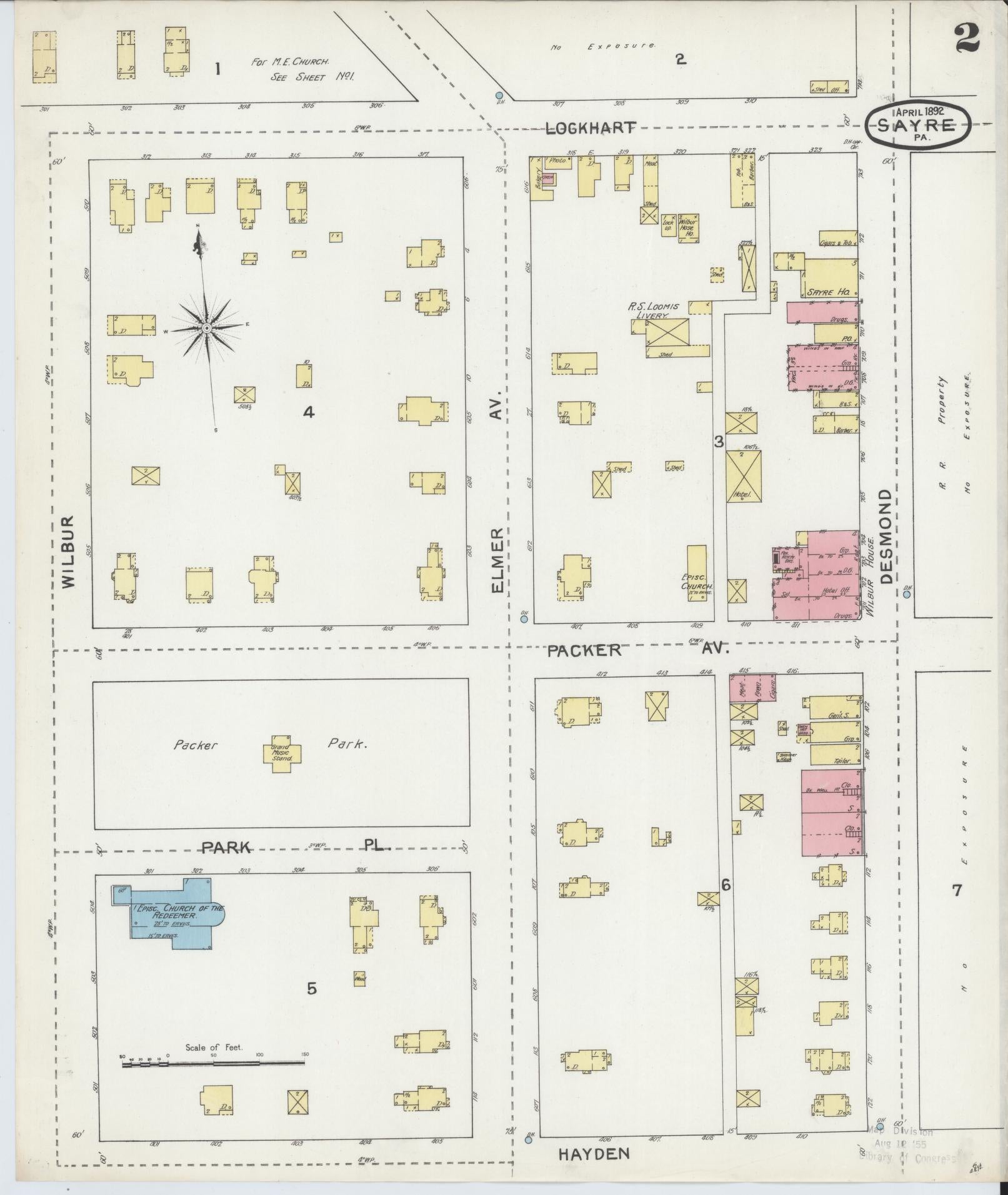 Sanborn Fire Insurance Map from Sayre, Bradford County, Pennsylvania (1892), Sheet #0002 - Complete Map Set gallery image, historic Sanborn map, vintage wall art, Pennsylvania Pennsylvania