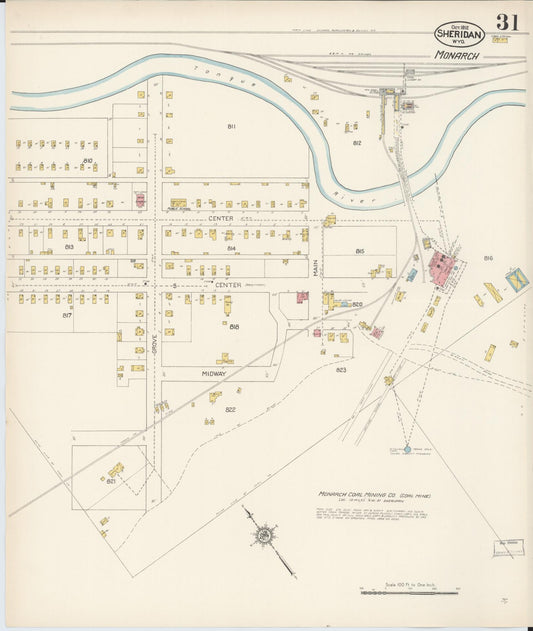 Sanborn Fire Insurance Map from Sheridan, Sheridan County, Wyoming (1912), Sheet #0031 - Historic Sanborn Fire Insurance Map Print, vintage old map wall art, antique decor, genealogy gift, Wyoming Wyoming map
