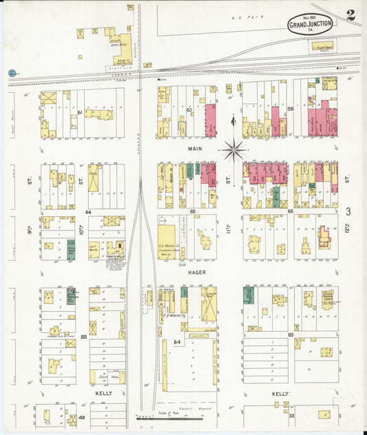 Sanborn Fire Insurance Map from Grand Junction, Greene County, Iowa (1901), Sheet #0002 - Historic Sanborn Fire Insurance Map Print, vintage old map wall art