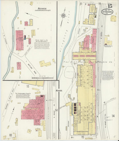 Sanborn Fire Insurance Map from Kittanning, Armstrong County, Pennsylvania (1913), Sheet #0015 - Historic Sanborn Fire Insurance Map Print, vintage old map wall art, antique decor, genealogy gift, Pennsylvania Pennsylvania map