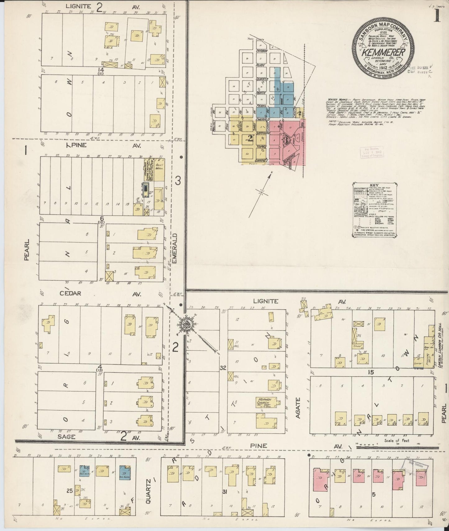 Sanborn Fire Insurance Map from Kemmerer, Lincoln County, Wyoming. (1912) – Historic Sanborn Fire Insurance Map Print