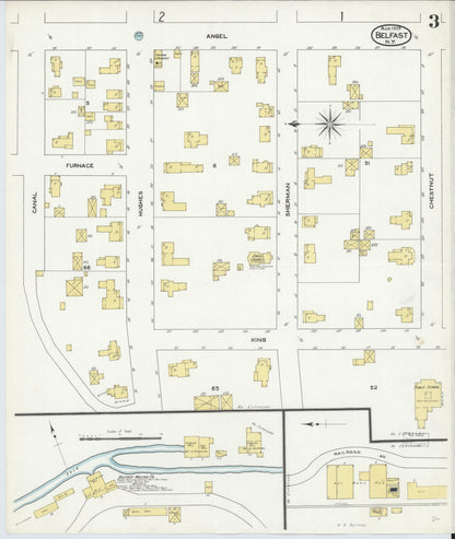 Sanborn Fire Insurance Map from Belfast, Allegany County, New York (1909), Sheet #0003 - Complete Map Set gallery image, historic Sanborn map, vintage wall art, New York New York