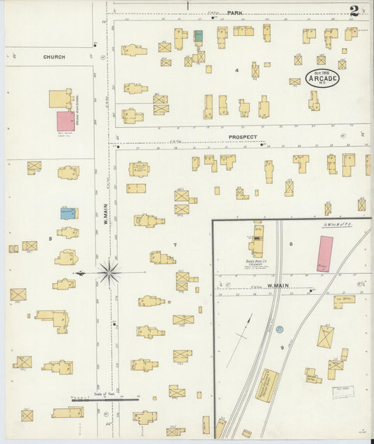 Sanborn Fire Insurance Map from Arcade, Wyoming County, New York (1905), Sheet #0002 - Historic Sanborn Fire Insurance Map Print, vintage old map wall art, antique decor, genealogy gift, Arcade Wyoming map