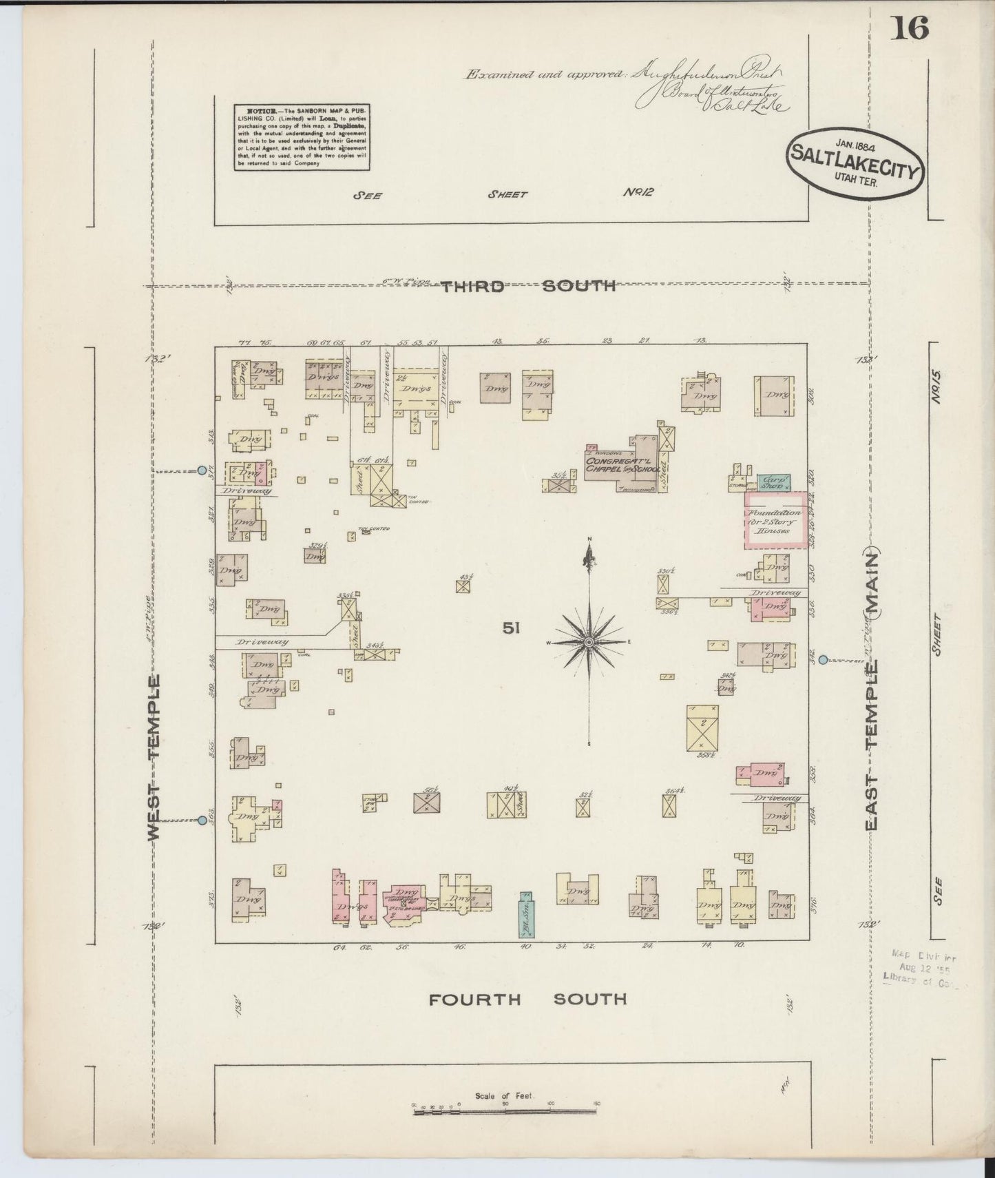 Sanborn Fire Insurance Map from Salt Lake City, Salt Lake County, Utah (1884), Sheet #0016 - Complete Map Set gallery image, historic Sanborn map, vintage wall art, Utah Utah