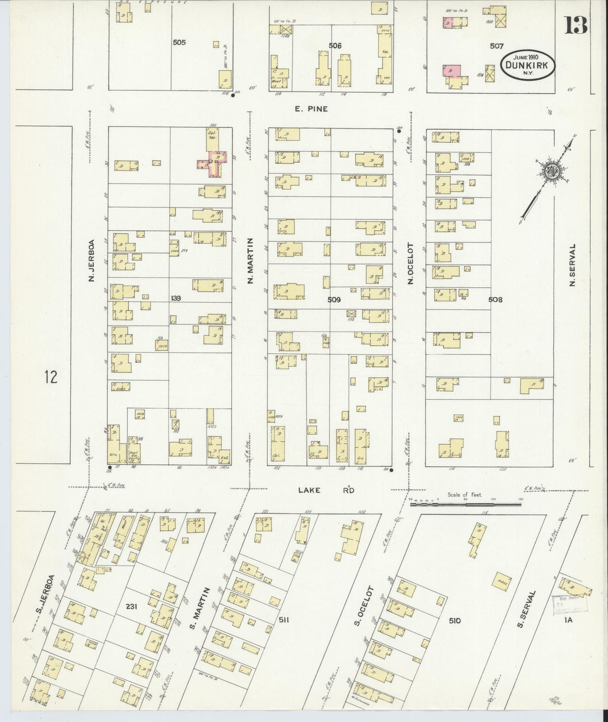 Sanborn Fire Insurance Map from Dunkirk, Chautauqua County, New York (1910), Sheet #0013 - Complete Map Set gallery image, historic Sanborn map, vintage wall art, New York New York